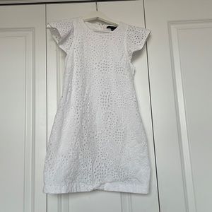 Banana Republic White Eyelet Dress with Ruffle Sleeves